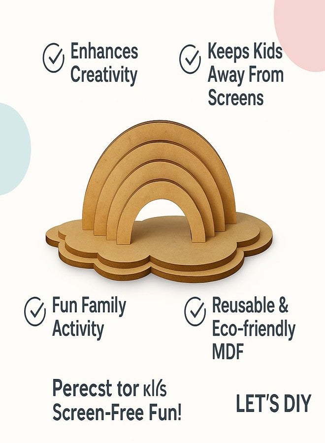 LET'S DIY LET’S DIY MDF Rainbow Craft Kit for Kids | Wooden Cutout with 6 Colors, Brush & Fevicol | Screen-Free DIY Activity & Room Décor | Ideal Craft Gift & Return Gift for Boys & Girls (5x7 Inch) - Image 5